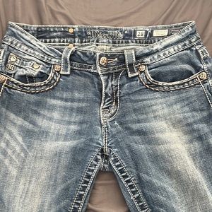 Y2K Miss Me Rhinestone Cross Jeans Sz 28
